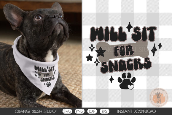 Sit for Snacks Dog Bandana Quote SVG DIY - A Graphic Design Asset for Crafts